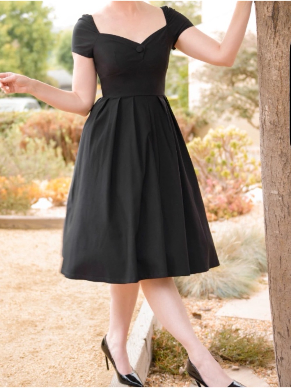 Unique Vintage Lamar  Off-Shoulder Swing Dress